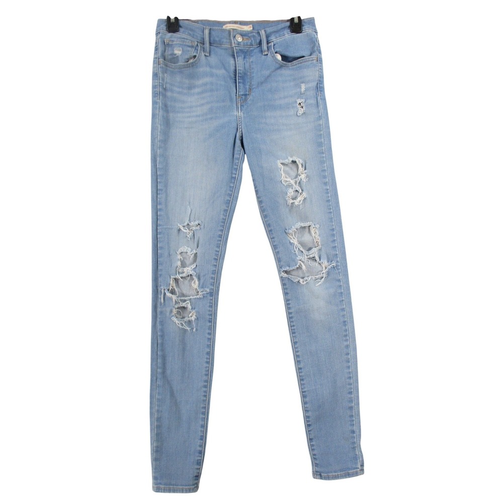Levis 710 Super Skinny Jeans 29 Light Wash Distressed Ripped‎ Denim 17780-0038